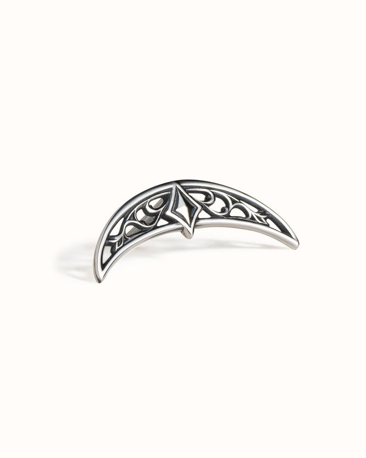 Celestial Star Hidden Helix Earring • Goth Arc Cartilage Helix 18G 16G • Dark Silver Jewelry • Gothic Jewelry Tattoo Earring • CRT030 - Revelmy