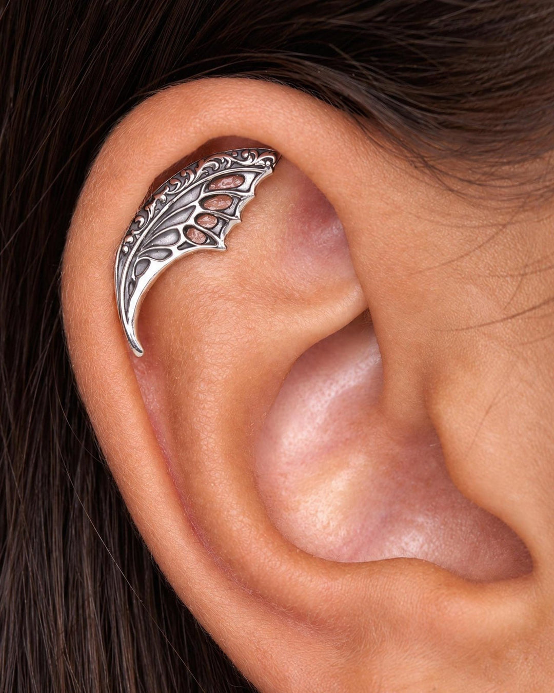 Goth Butterfly Wing Helix Earring • Flat Back Cartilage Jewelry 18G 16G • Dark Fantasy Wing Jewelry • Dragon Fairy Piercing • CRT035 - Revelmy