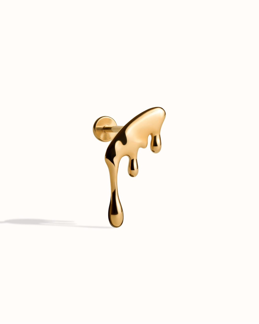 Liquid Metal Helix Earring, Molten Gold Cartilage Stud, Dripping Silver Organic Fluid Piercing, Abstract Cyberpunk Jewelry • CRT024