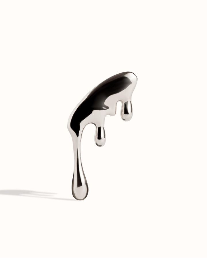 Liquid Metal Helix Earring, Molten Gold Cartilage Stud, Dripping Silver Organic Fluid Piercing, Abstract Cyberpunk Jewelry • CRT024
