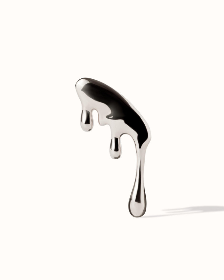 Liquid Metal Helix Earring, Molten Gold Cartilage Stud, Dripping Silver Organic Fluid Piercing, Abstract Cyberpunk Jewelry • CRT024