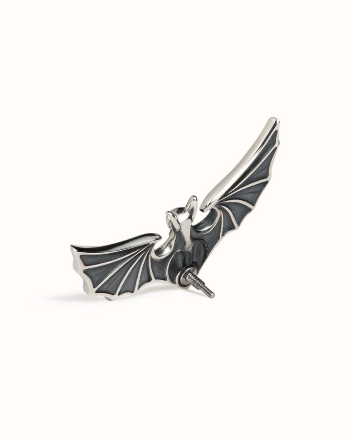 Silver Bat Helix Earring • Gothic Halloween Cartilage Jewelry Piercing 18G 16G • Witchy Wing Jewelry • Sleeping Bat Goth Earring • CRT033 - Revelmy