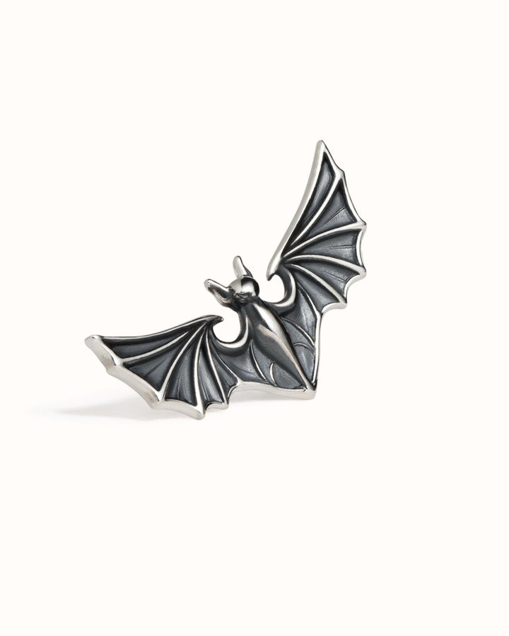 Silver Bat Helix Earring • Gothic Halloween Cartilage Jewelry Piercing 18G 16G • Witchy Wing Jewelry • Sleeping Bat Goth Earring • CRT033 - Revelmy